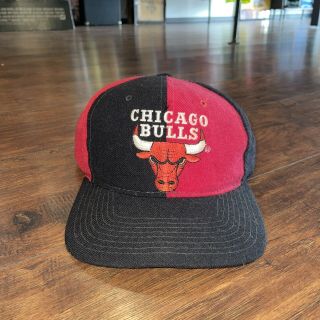 Vintage Nba Chicago Bulls Pinwheel Starter Snapback Hat 90s Logo Athletic Wool