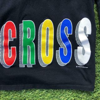 VTG 90s Black Cross Colours Poly Cotton Hoodie L/S T Shirt OSFA XL/2XL 2