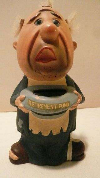 Vintage Piggy Bank Retirement Fund Dabs Japan Old Man Ceramic Bum