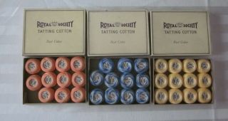 3 Boxes Vintage Royal Society Tatting Cotton Thread Solid And Variegated Colors