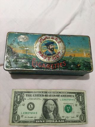 Vintage Tobacco Tin Box - Players Navy Cut Cigarettes Gold Leaf
