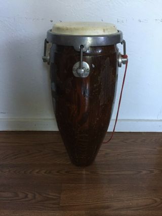 Vintage Large 20 " Wood Bongo / Conga Bolt Tuned Percussion Drum