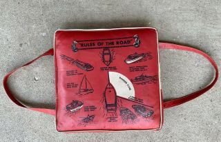 Vintage Sears “rules Of The Road” Boat Cushion 15” X 15” X 2”