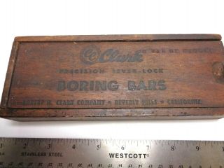 Vintage Box Of Cc Clark Metal Lathe Boring Bars Level Lock Machinists Tools