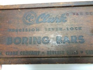 Vintage Box Of CC Clark Metal Lathe Boring Bars Level Lock Machinists Tools 2