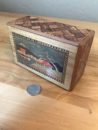 Antique Vintage Japanese Wood Puzzle Box (Himitsu Bako) 3