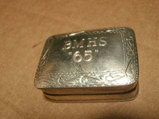 Vintage 925 Sterling Silver Ring / Trinket / Pill Small Box Bmhs " 65 "