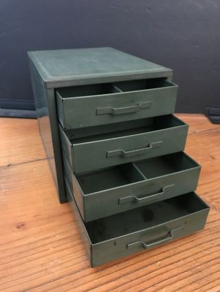 Vintage Industrial 4 Drawer Small Parts Cabinet Organizer Metal Storage Dividers