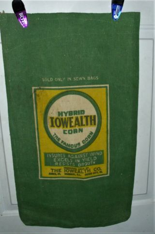 Vintage Iowealth Hybrid Sioux City Ames Iowa Normal Il Cloth Corn Seed Sack Bag