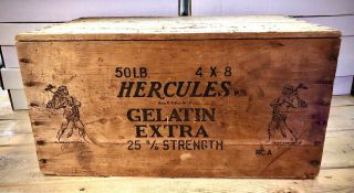 Vintage Hercules Powder Co High Explosives Dynamite Tnt Wood Box Gelatin 50