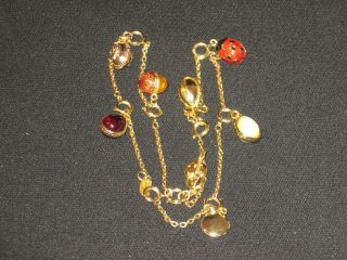 Vintage Joan Rivers Gold Tone Multi Color Rhinestones Bead Chain Necklace 19 " L