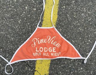 Vintage 70s Halter Top Pine View Lodge Open All Night Women’s Size Medium
