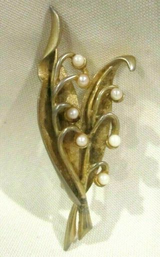 Vintage Gold Tone Boucher Lily Of The Valley Pin Brooch 837op Nr