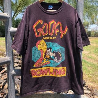Rare Vtg 80s/90s Disney Character Fashions Goofy Bowling Cartoon T Shirt Osfa Xl
