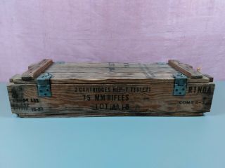 Antique Vintage Korea Korean War Era Wooden Wood Box Chest Crate 75mm 75 Mm