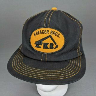Vtg K Products Kreager Brothers Excavating Snapback Hat Patch Trucker Cap Usa