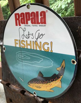 VINTAGE RAPALA FISHING LURES PORCELAIN BAIT FISH TACKLE ADVERTISE SIGN 3
