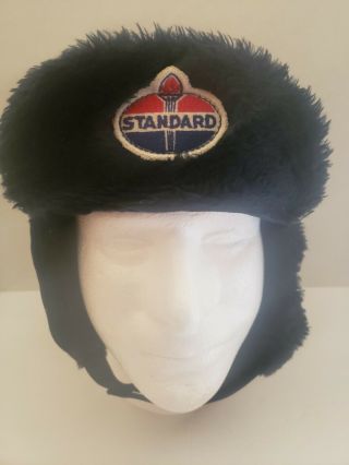 Vintage Standard Oil Service Gas Station Attendant Winter Ear Flap Hat,  Cap