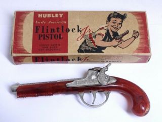 Vintage Hubley Early American Flintlock Jr.  Pistol Cap Gun W/ Box