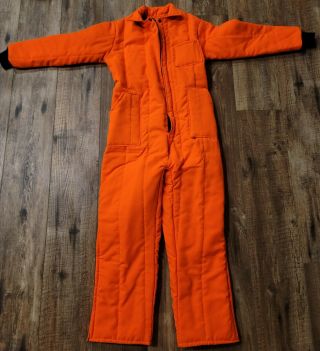 Vintage Patriot Indus.  Rare Hunting Coverall Orange Large Youth Suit Made In Usa