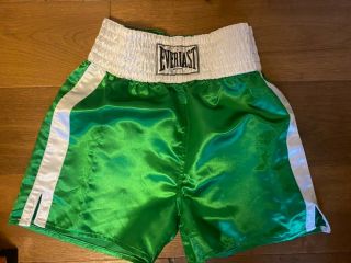 Vintage Everlast Green And White Satin Boxing Shorts Size L