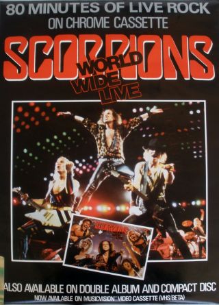 Rare Scorpions World Wide Live 1985 Vintage Vhs Music Concert Store Promo Poster