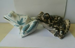 2 Vintage David Sharp Pottery Rye Ceramic Frogs