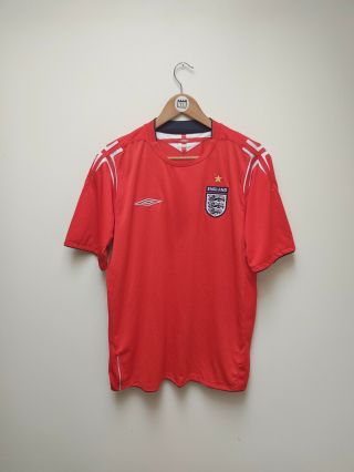 Vintage England Football Red Away Shirt 2004 To 2006 - Large - L