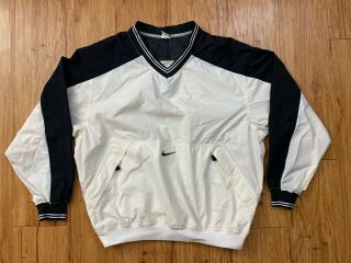 Vintage 90s Nike Men Large Pullover Warmup White Jacket Windbreaker L Rn 56323