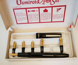 Osmiroid Italic Pen Set Calligraphy Vintage 4 Nibs & Pen W/nib 1