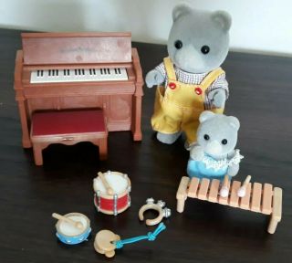 SYLVANIAN FAMILIES MUSIC TIME WITH FATHER SET BEARBURY BEARS PIANO INSTRUMENTS 2