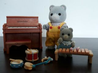 SYLVANIAN FAMILIES MUSIC TIME WITH FATHER SET BEARBURY BEARS PIANO INSTRUMENTS 3