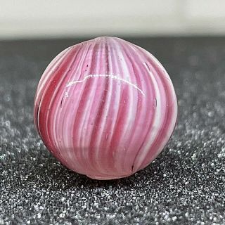 Antique Vintage.  65 " German Pink White Onionskin Handmade Glass Marble