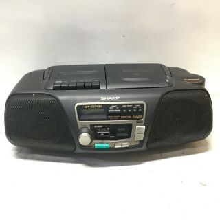 Vintage Sharp Cassette Player/cd/am - Fm Radio Ghettoblaster Boombox Qt - Cd131
