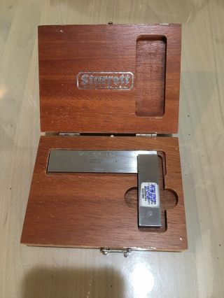 Vintage Starrett No.  20 3 " Master Precision Fixed Square,  Wooden Box