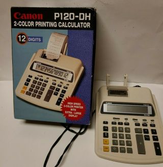 Vtg Canon P120 - Dh Business Printing Calculator W/original Box -