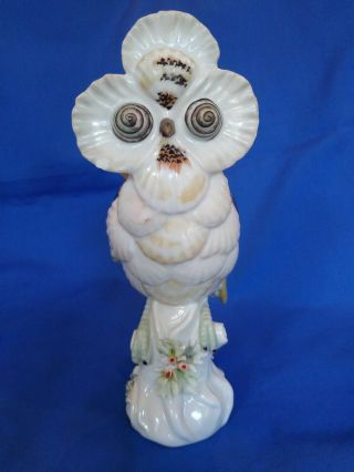 Vintage Mottahedeh Italy Ceramic Seashells Shells Owl Figurine