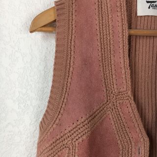 Vintage Tami Womens Size Medium Pink Leather Ribbed Knit Vest 3