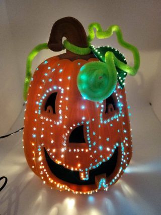 Vtg Halloween Avon Glowing Light Up Fiber Optic Pumpkin Jack O Lantern Decor