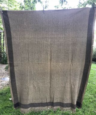 Vtg Antique Hand Loom Wool Fringe Blanket Brown 64 " X56 " Hand Loom