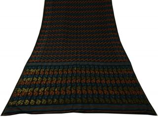 Vintage Indian Saree 100 Pure Cotton All Over Woven Black Sari Fabric