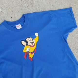 Vintage 2000s Y2k Mighty Mouse Cartoon Royal Blue T Shirt Xl