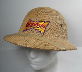 Vtg Budfari 90s Budweiser Beer Safari Jungle Pith Hat Helmet Made In Usa Busch