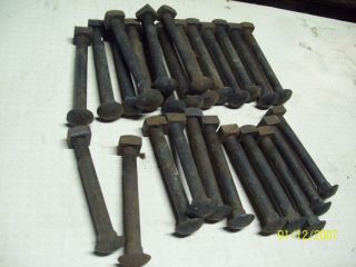 26 - Vintage 1/2 " X 5 ",  Black Iron Carriage Bolts With Their Orig.  Square Nuts