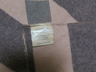 Vintage Wool Blend Blanket Twin Coverlet Brown Diamond Stripe 56 