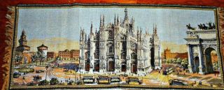 Large Vintage Woven Tapestry/cathedral Of Milan Scene/arches And Steeples/italy