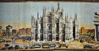 Large Vintage Woven Tapestry/Cathedral of Milan Scene/Arches and Steeples/Italy 2