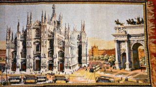 Large Vintage Woven Tapestry/Cathedral of Milan Scene/Arches and Steeples/Italy 3