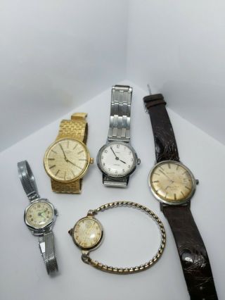 Joblot Of Vintage Watches Timex Waterproof Eloga Rotary Medena 99p