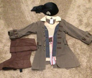 Captain Jack Sparrow Child Costume Jacket Small With Boots Vintage